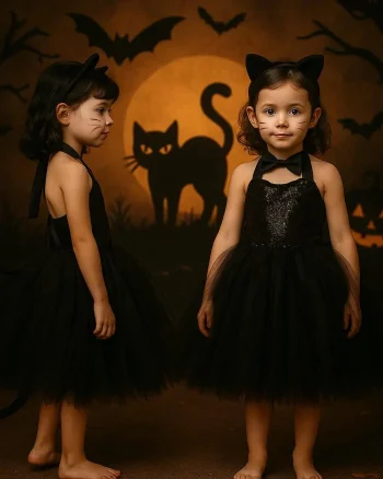 Rochie neagra cu paiete Halloween Party pentru fete - 15