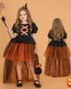 Rochie neagru si portocaliu cu trena Halloween Party pentru fete - 11