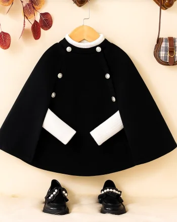 Capa neagra eleganta din stofa pentru fete - Emily