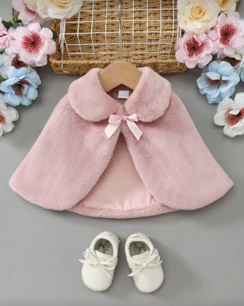 Capa roz eleganta din blanita ecologica pentru fete - Annabelle