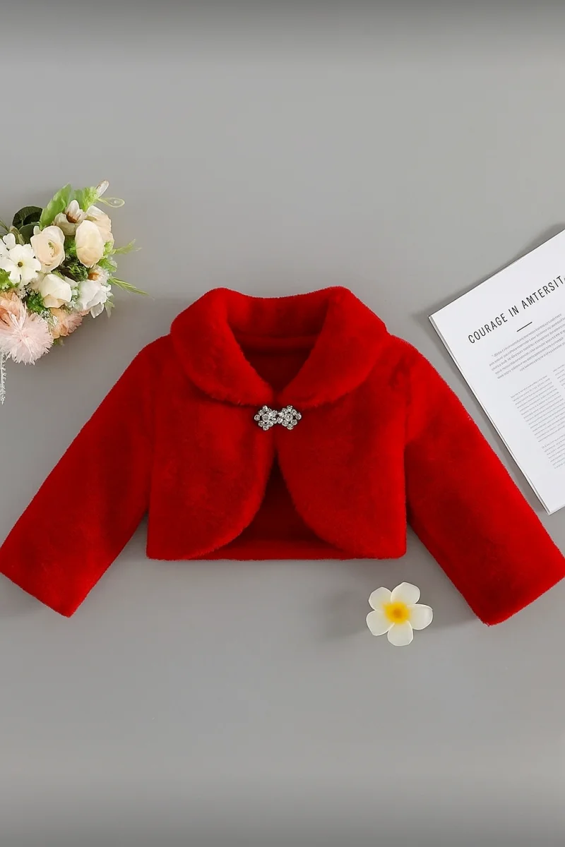 Bolero rosu elegant din blanita ecologica pentru fete -  Blanca