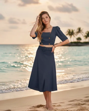 Compleu bleumarin fusta si bluza pentru dama