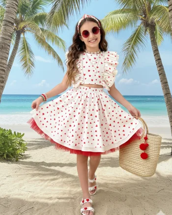 Compleu casual din bumbac cu inimioare - Penelope