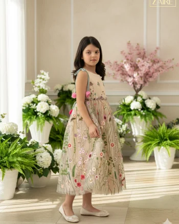 Rochie eleganta din tull brodat cu flori pentru fete - Melody
