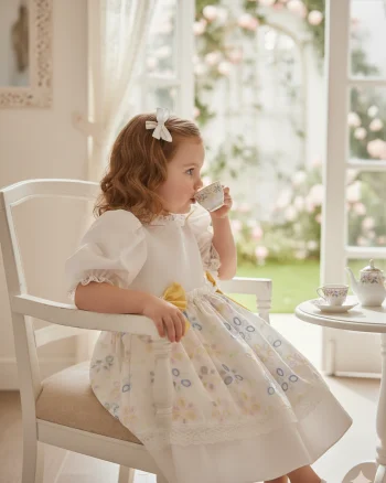 Rochie vintage cu bumbac brodat pentru fete - Elodie