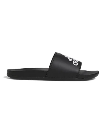 Papuci din piele ecologica cu logo contrastant Adilette Comfort, Alb/Negru