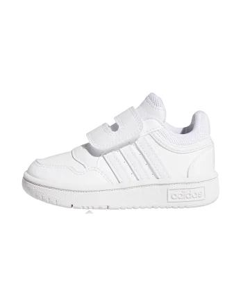 Pantofi sport de piele ecologica cu velcro Hoops, Alb optic