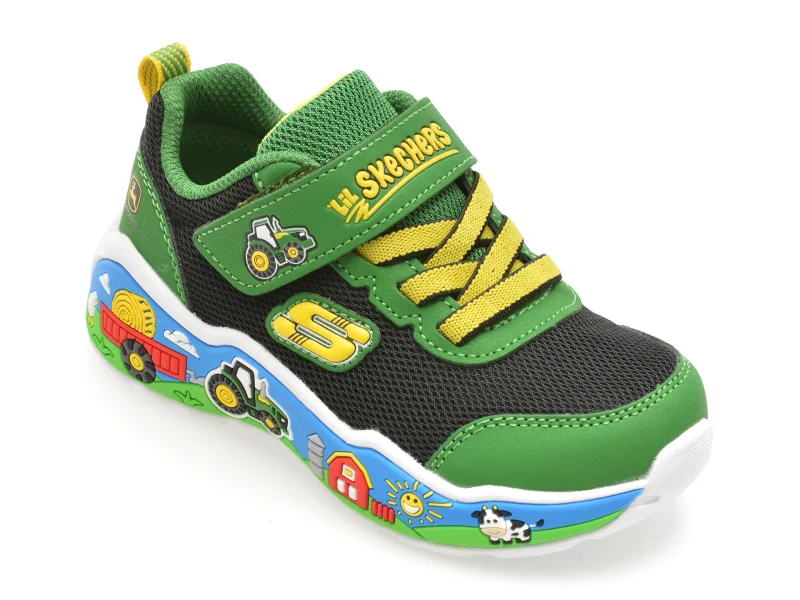 Pantofi sport SKECHERS verzi, PLAY SCENE, din material textil