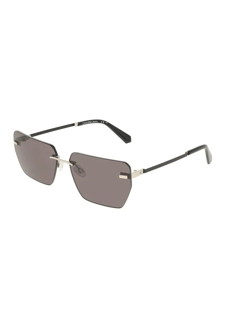 Ochelari de soare patrati cu model unisex, Auriu/Gri inchis