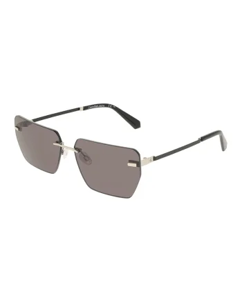 Ochelari de soare patrati cu model unisex, Auriu/Gri inchis