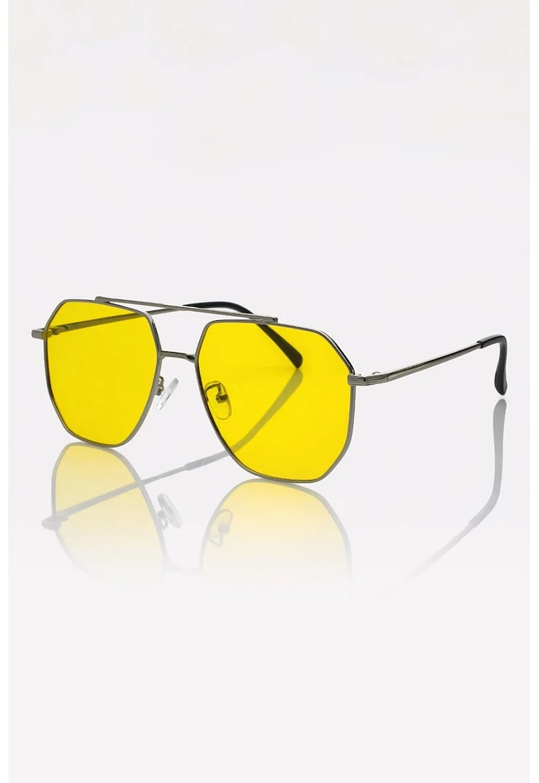 Ochelari de soare aviator unisex cu lentile polarizate, Argintiu