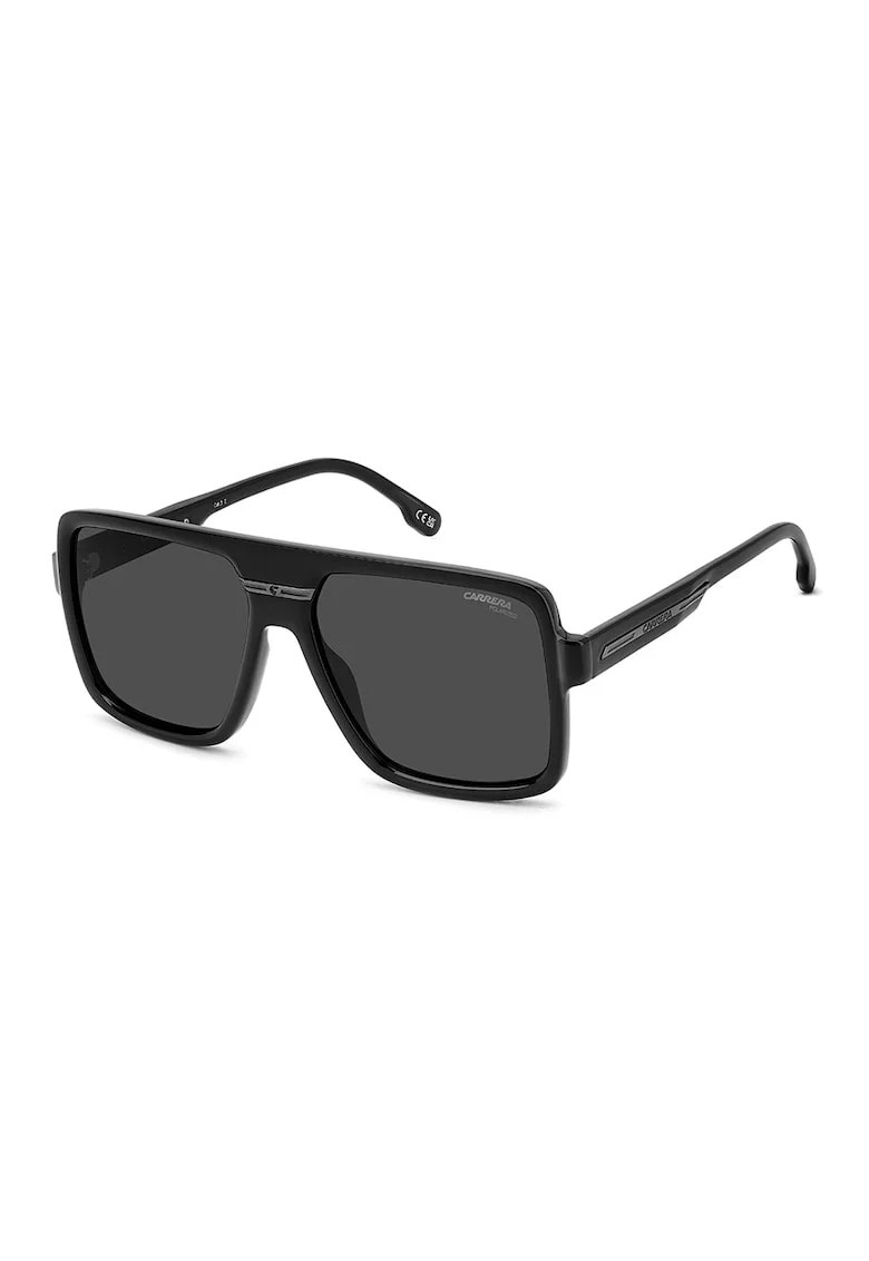 Ochelari de soare patrati cu detalii logo, Negru