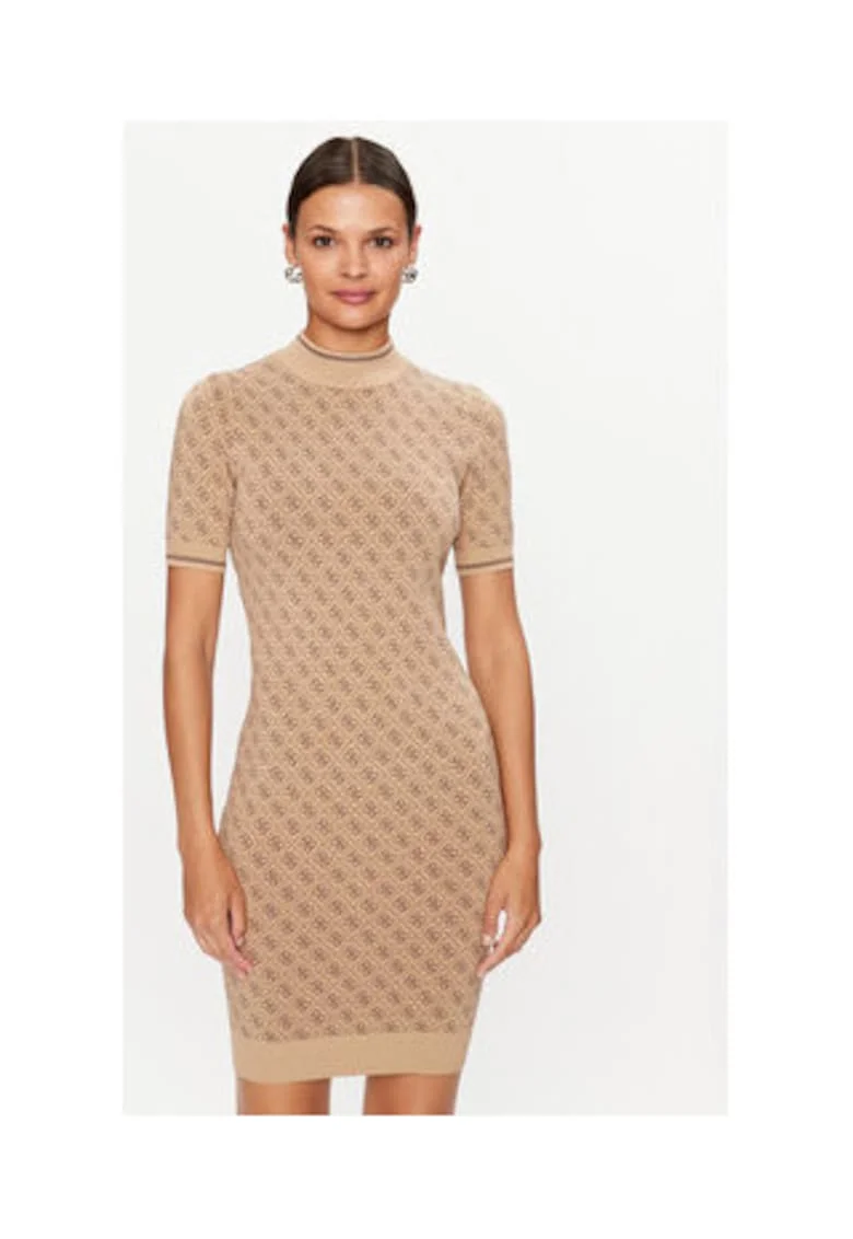 Rochie tricotata cu guler scurt si monograma