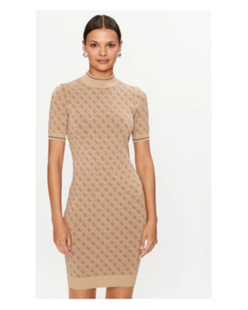 Rochie tricotata cu guler scurt si monograma