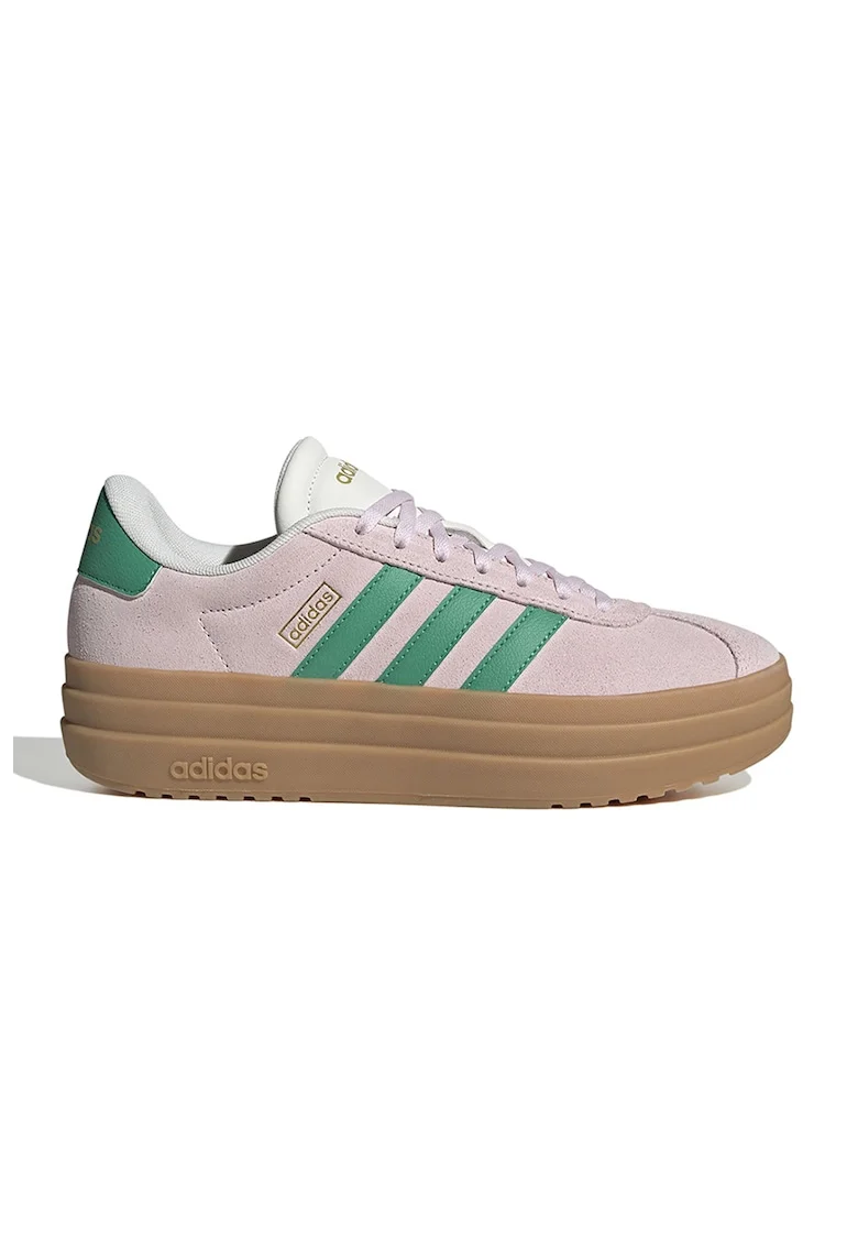Pantofi sport VL Court Bold flatform din piele intoarsa, Verde/Roz pal