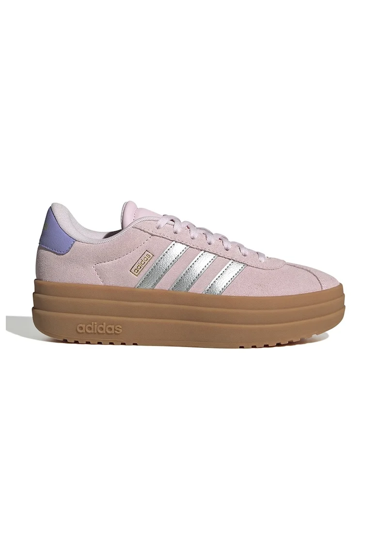Pantofi sport Court Bold din piele intoarsa cu talpa flatform, Roz pastel/Argintiu