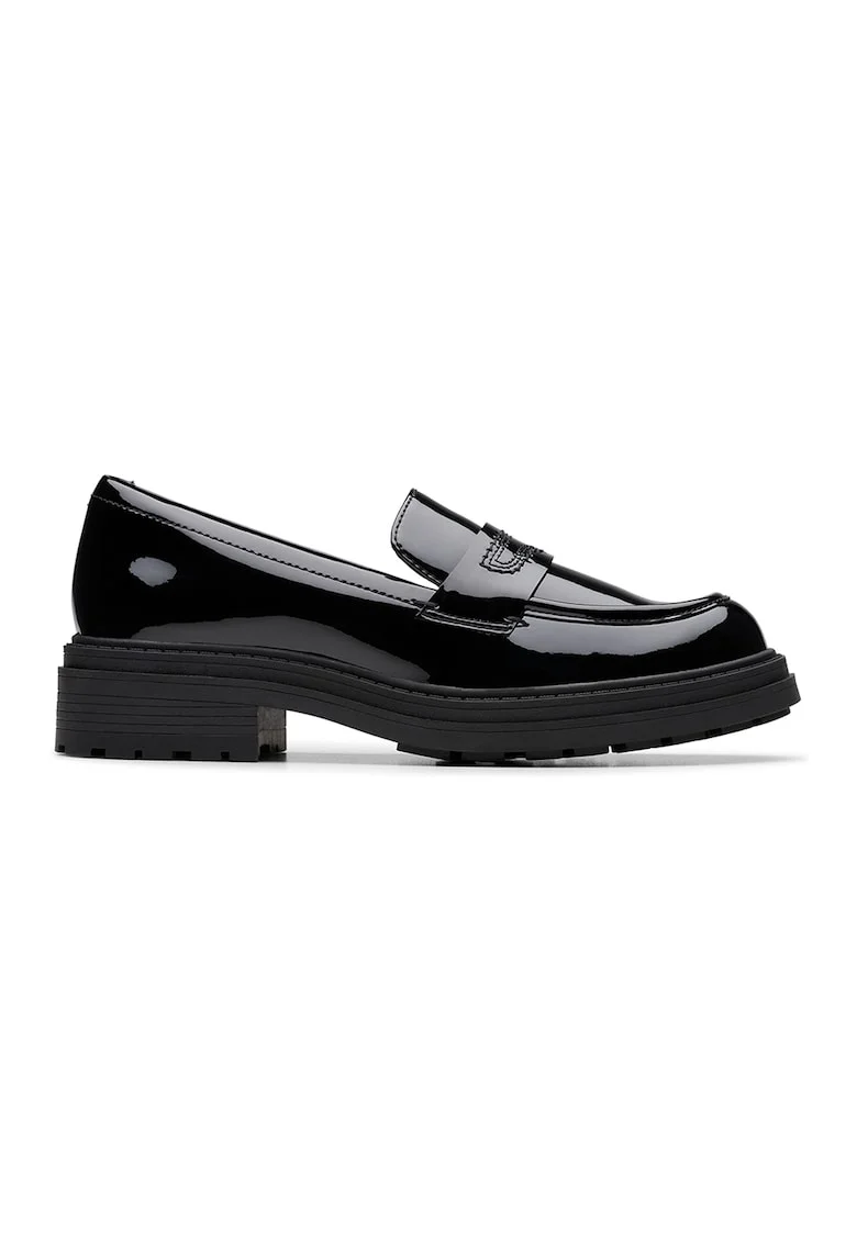 Pantofi loafer de piele lacuita, Negru