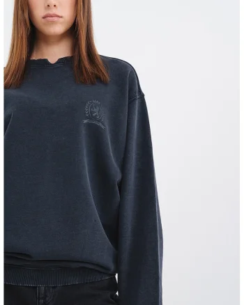 Bluza de trening relaxed fit cu aspect uzat, Gri carbune