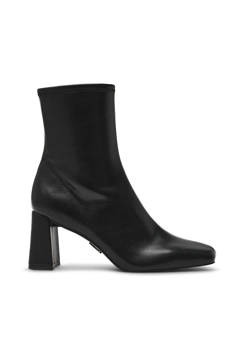 Botine de piele ecologica cu toc masiv Odesa, Negru
