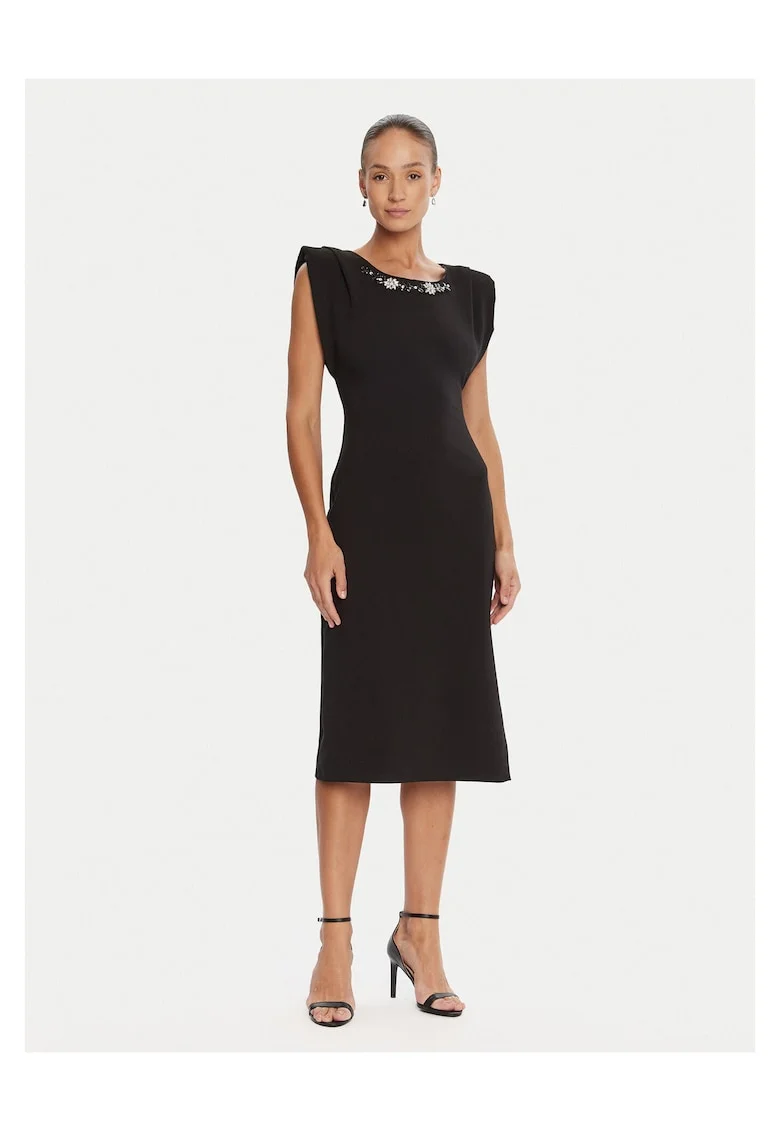 Rochie de cocktail,  negru, fabrica de calitate, midi