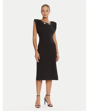 Rochie de cocktail,  negru, fabrica de calitate, midi