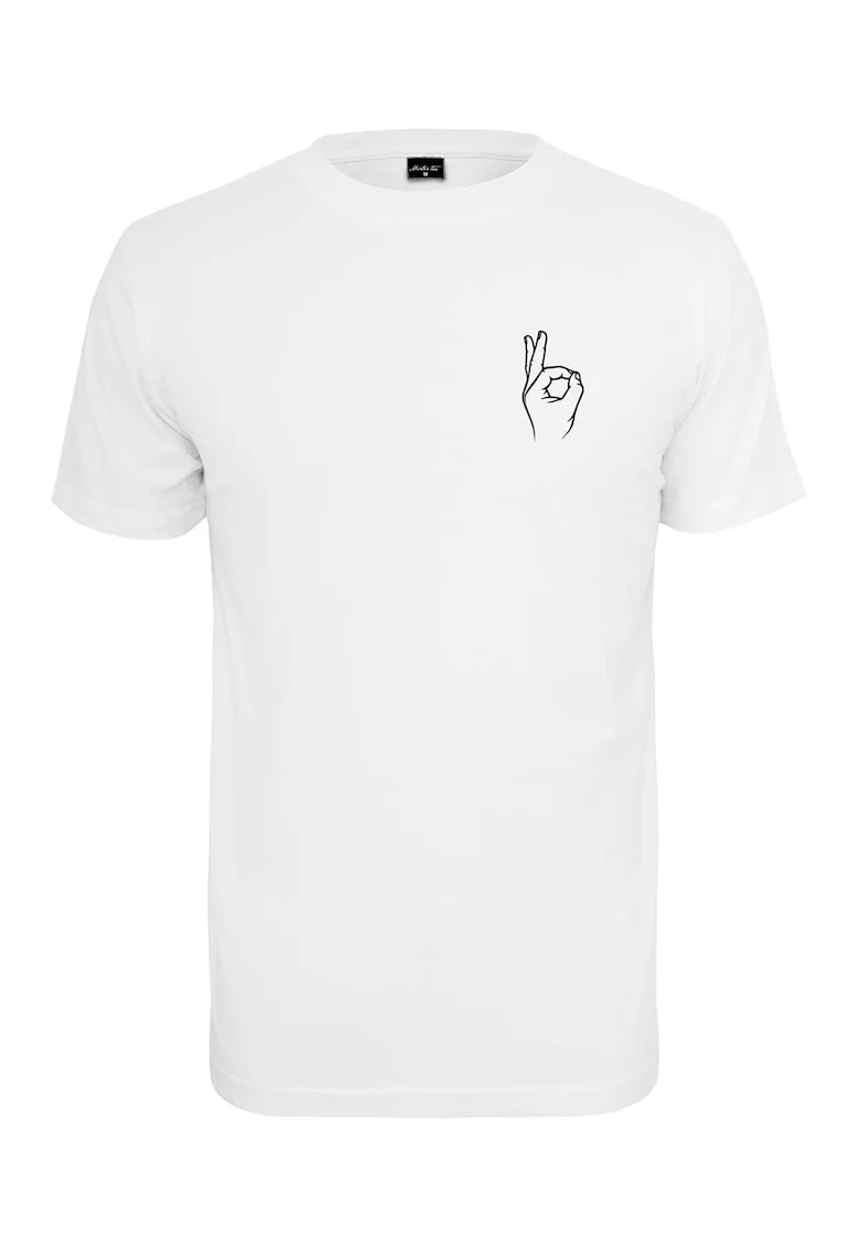 Tricou de bumbac cu decolteu la baza gatului, Alb