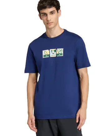 Tricou de bumbac cu imprimeu grafic pe piept, Galben/Bleumarin