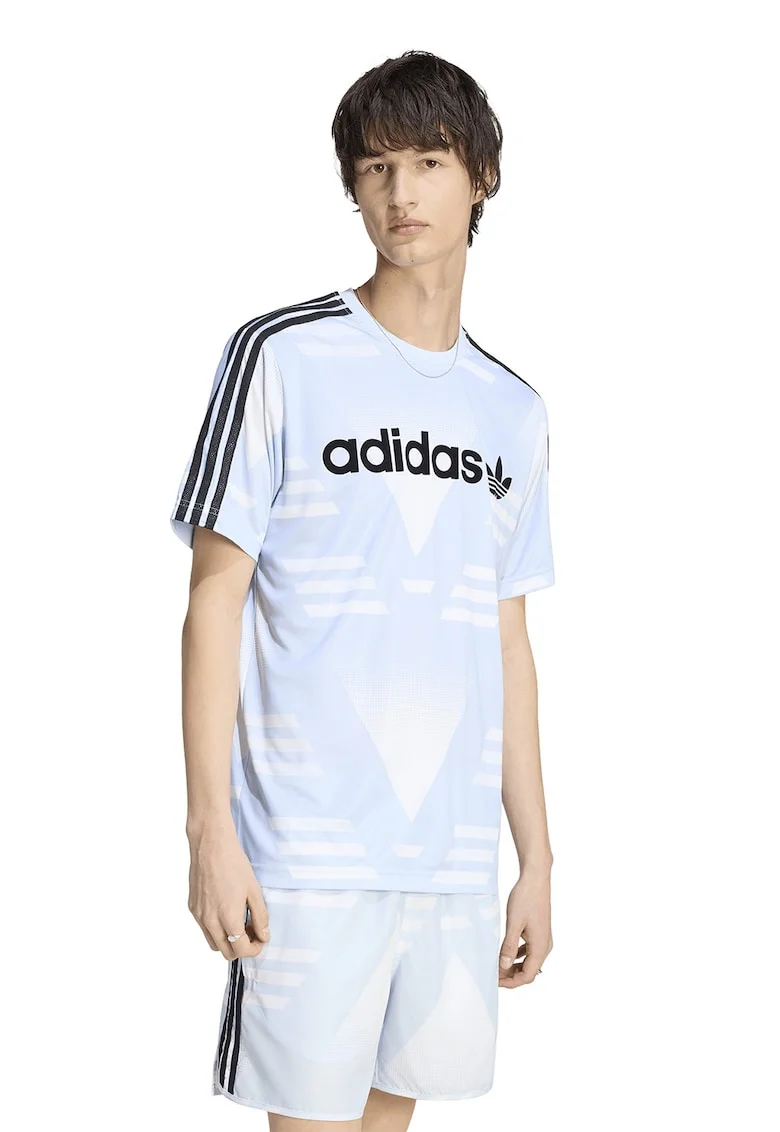 Tricou cu imprimeu logo Sponsored, Alb/Albastru pal