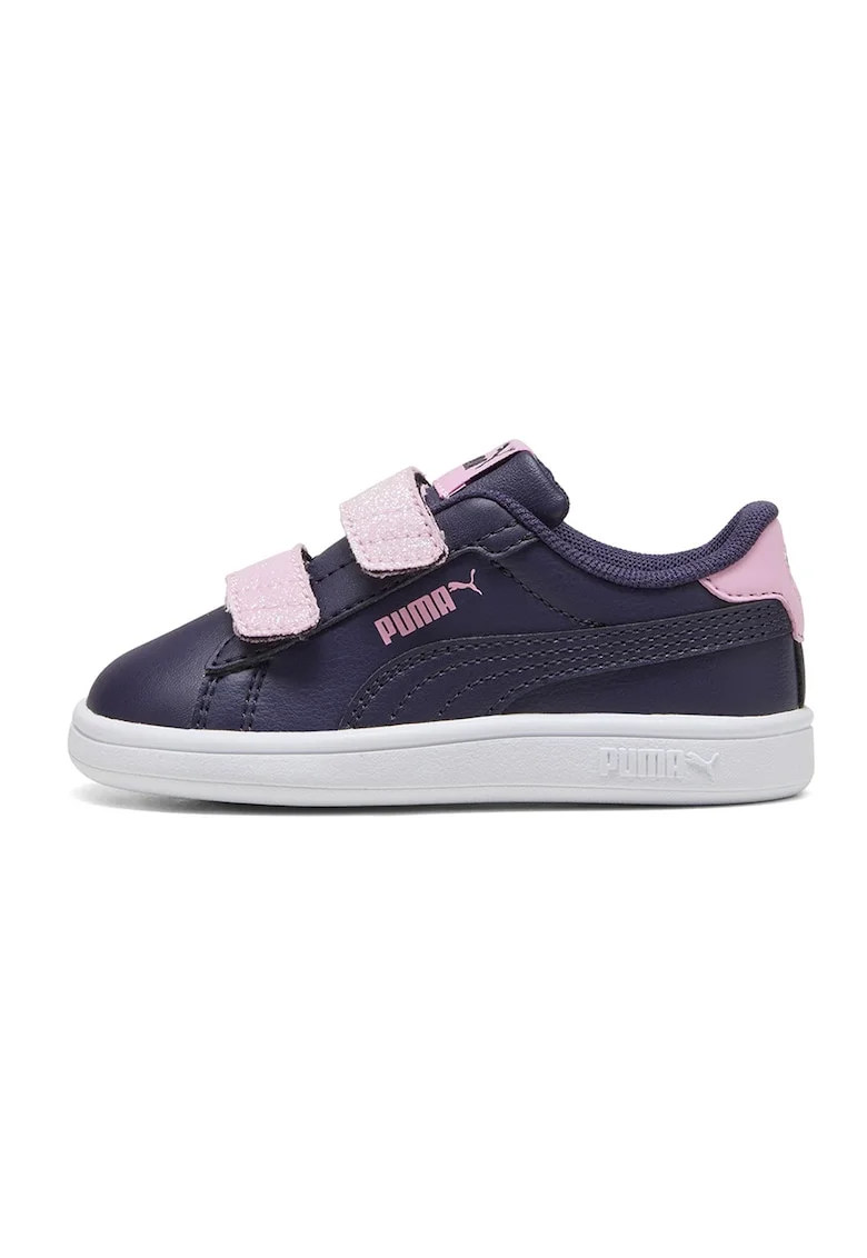 Pantofi sport Smash 3.0 de piele ecologica cu velcro si particule stralucitoare, Violet aubergine/Roz
