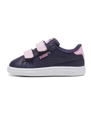 Pantofi sport Smash 3.0 de piele ecologica cu velcro si particule stralucitoare, Violet aubergine/Roz