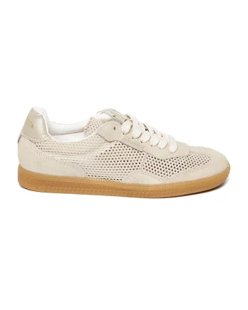 Pantofi sport din material textil cu varf rotund, Maro camel