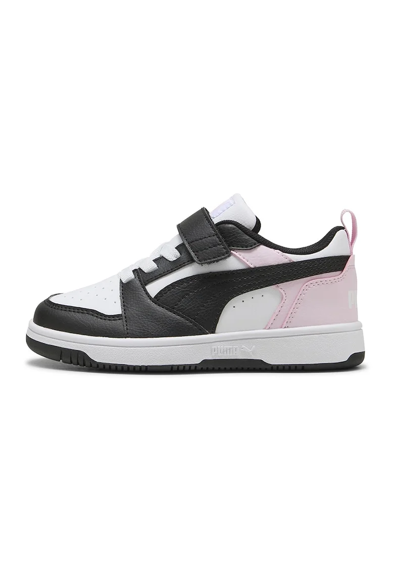 Pantofi sport Rebound V6 din piele ecologica cu velcro, Alb/Negru/Roz pastel