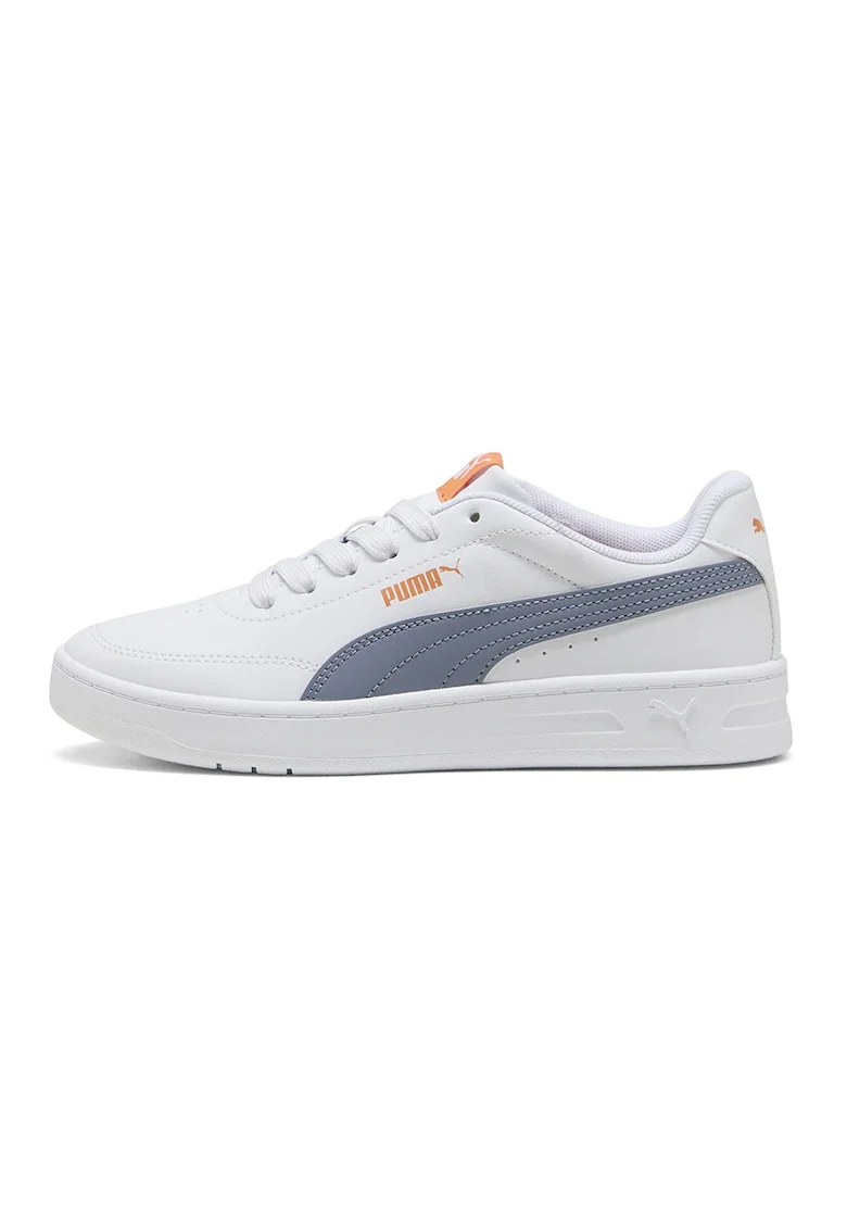 Pantofi sport Court Classic Clean Jr cu sireturi, Alb optic/Gri inchis