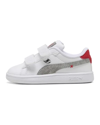 Pantofi sport Smash 3.0 de piele ecologica cu logo contrastant, Gri deschis/Alb optic