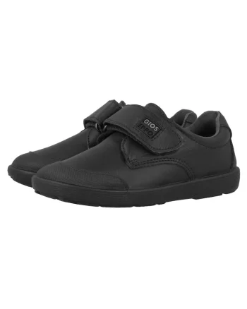 Pantofi sport de piele si piele ecologica cu velcro, Negru