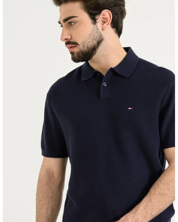 Tricou polo din bumbac organic, Bleumarin