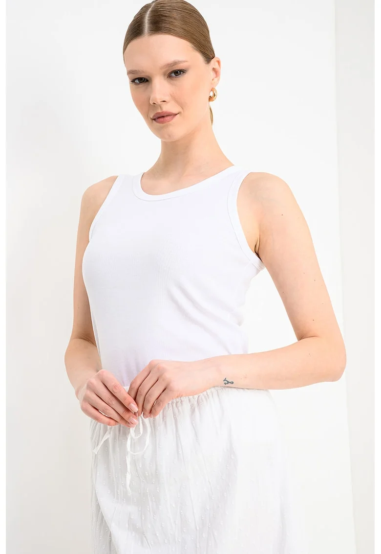 Top uni din amestec de bumbac, Alb optic