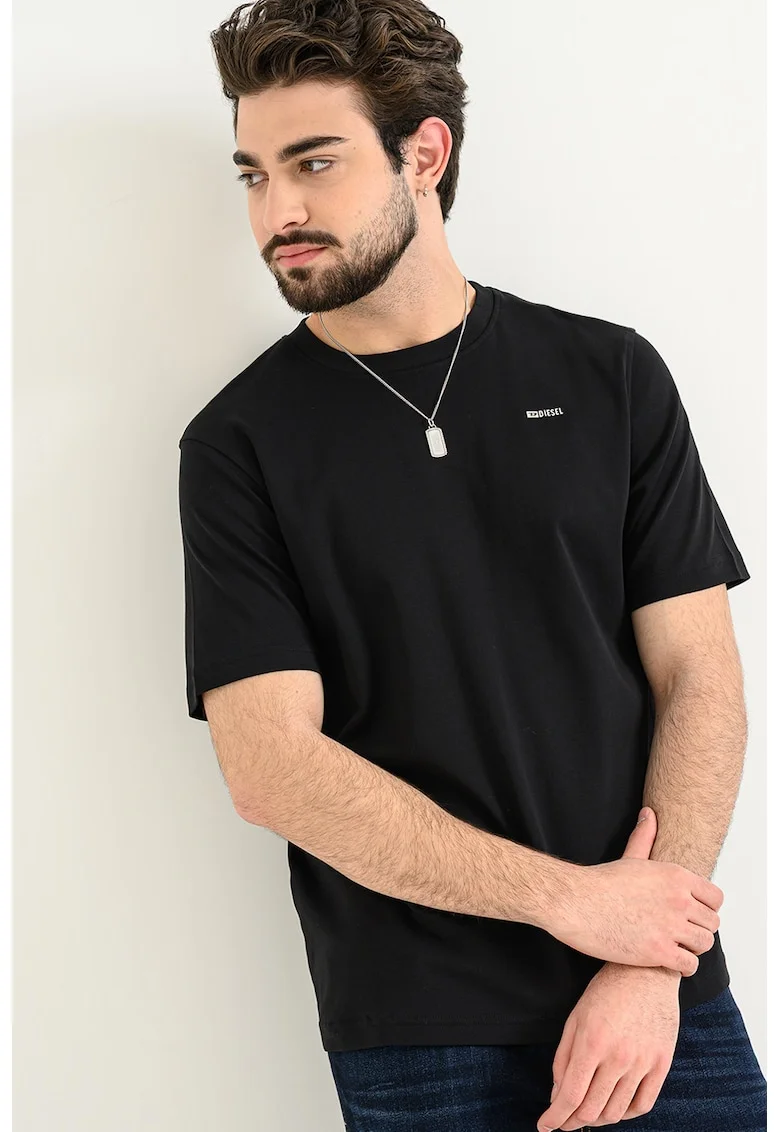 Tricou cu logo metalic Adjust, Negru/Argintiu