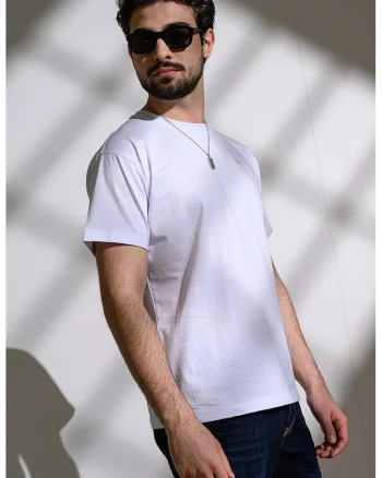 Tricou de bumbac Norm, Rosu/Alb optic