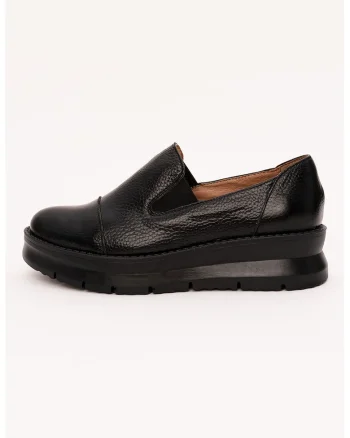 Pantofi wedge din piele, Negru