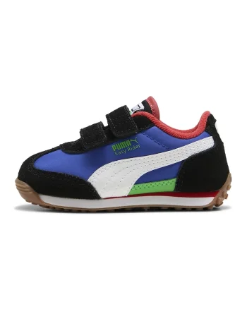 Pantofi sport Easy Rider cu velcro si insertii de piele intoarsa, Alb/Negru/Albastru