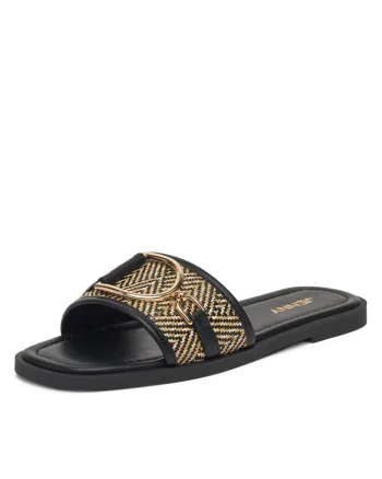 Papuci dama  negru/auriu,
