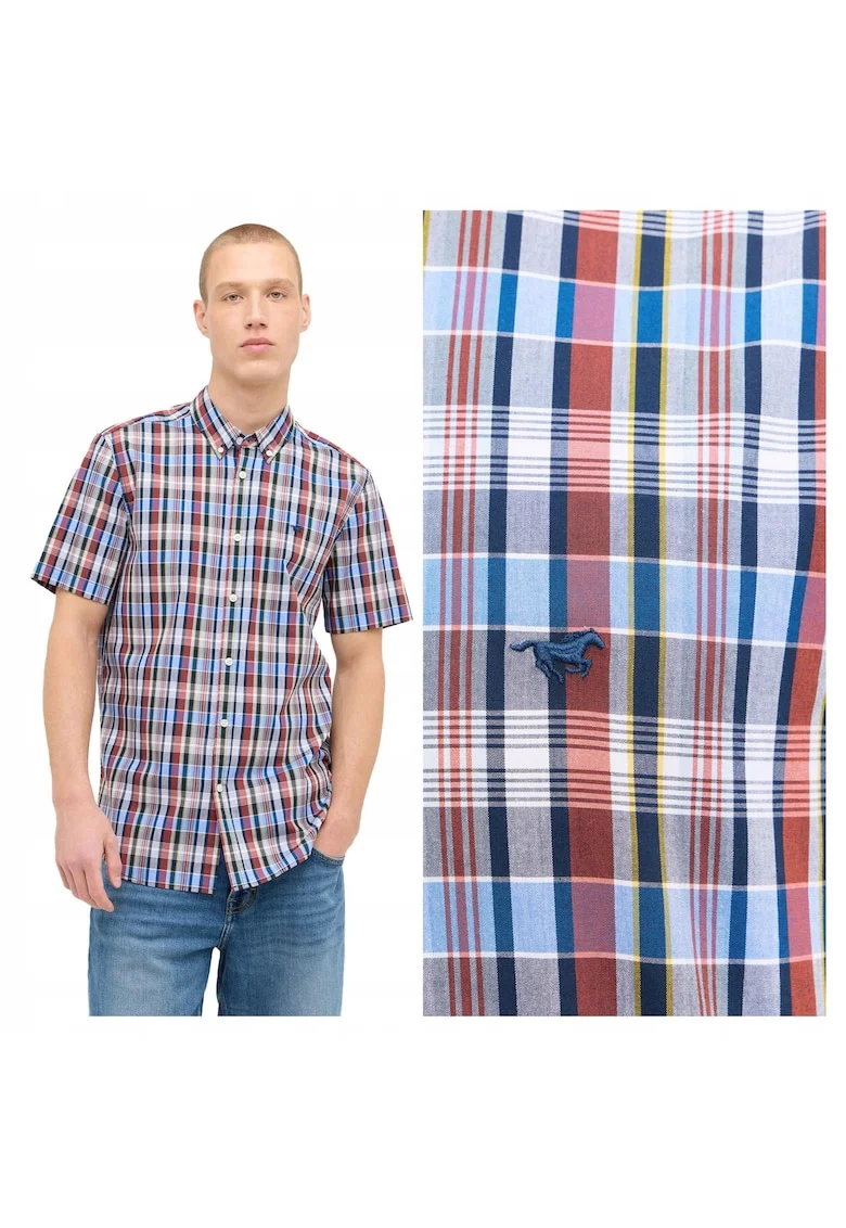 Camasa Barbati,  Baltimore Sommer Check, Regular Fit, Maneci Scudwqfwqdrti, Cu Nasturi, Design Clasic, Bumbac, Multicolor, Multicolor