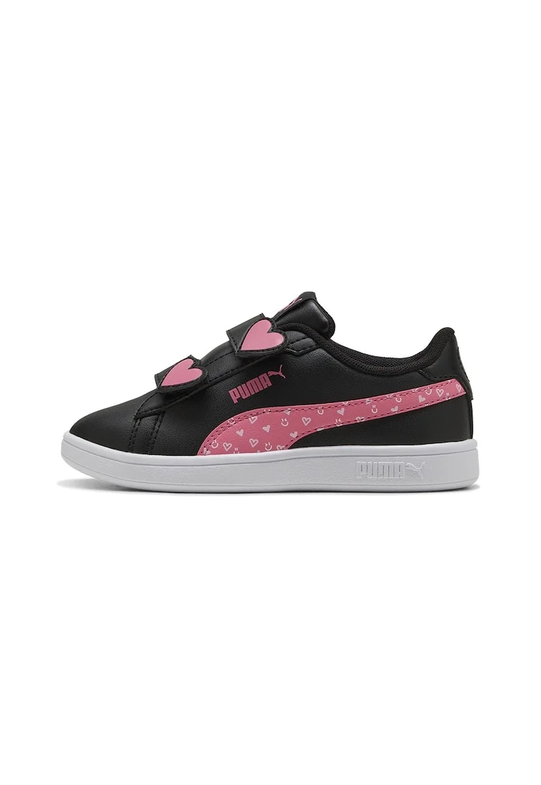 Pantofi sport Smash 3.0 Hearty de piele ecologica cu velcro, Negru/Roz aprins