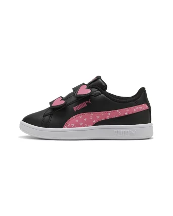 Pantofi sport Smash 3.0 Hearty de piele ecologica cu velcro, Negru/Roz aprins