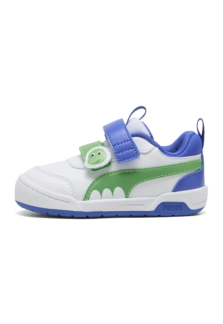 Pantofi sport Multiflex 2 Dino din piele ecologica cu insertii din material textil, Verde/Albastru royal/Alb optic