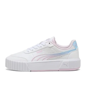 Pantofi sport Carina Mia de piele ecologica cu perforatii, Alb/Albastru glaciar