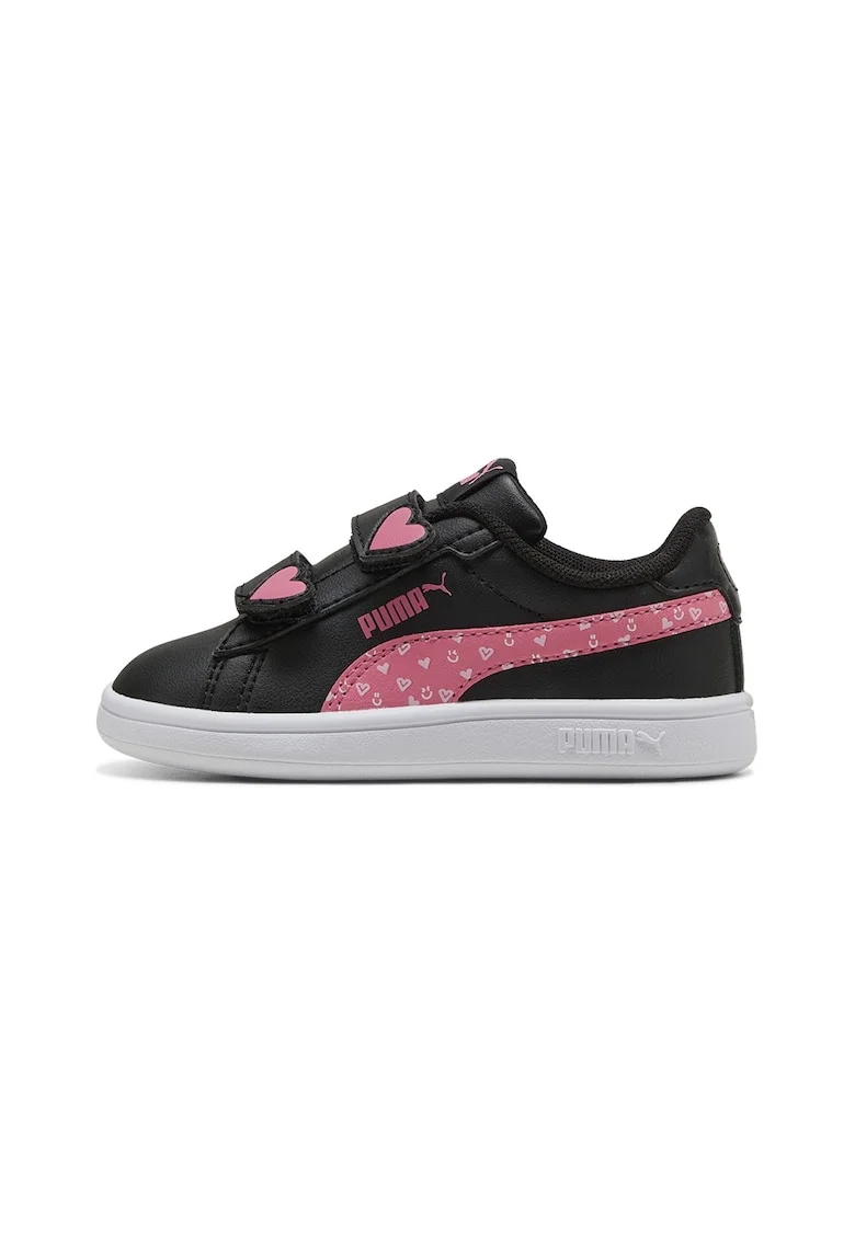 Pantofi sport Smash 3.0 Hearty de piele ecologica cu velcro, Negru/Gri deschis/Roz deschis