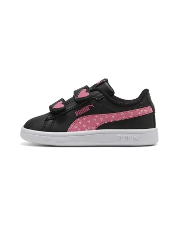 Pantofi sport Smash 3.0 Hearty de piele ecologica cu velcro, Negru/Gri deschis/Roz deschis