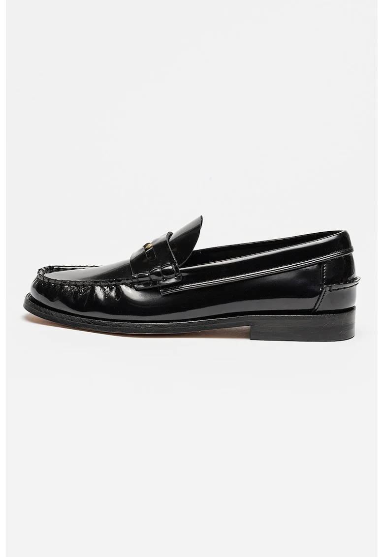 Pantofi loafer din piele lacuita, Negru